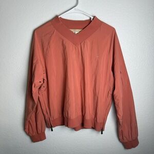 Tommy Bahama Women's L V Neck‎ Pullover Windbreaker Side Zip Mesh Lined Coral